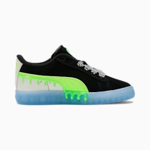 Suede Slime Little Kids' Shoes, PUMA Black-Lime Green