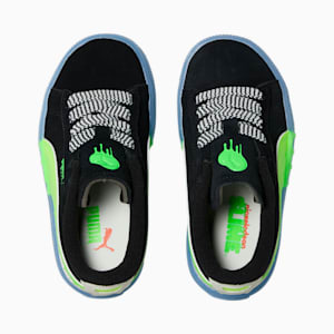 Suede Slime Little Kids' Shoes, PUMA Black-Lime Green