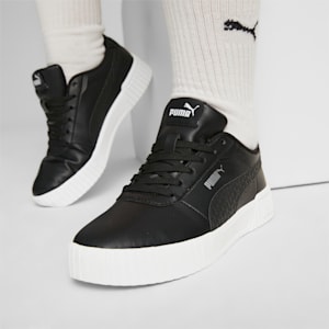 Carina 2.0 Logo Power Women's Sneakers, PUMA Black-PUMA White-PUMA Silver