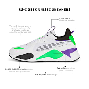 RS-X Geek Unisex Sneakers, PUMA White-Fizzy Lime, extralarge-IND