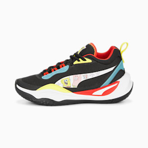 キッズ PUMA x スポンジ・ボブ プレイメーカー スニーカー 22-25cm, PUMA Black-PUMA White-Celandine-Hero Blue