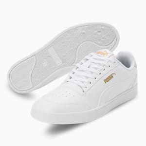 Puma Shuffle RES Unisex Slip-On Shoes, PUMA White-Puma Team Gold