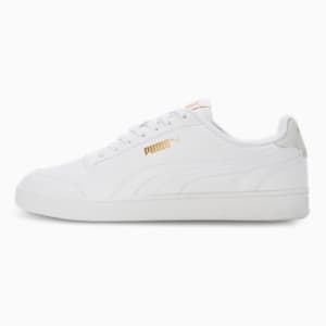 Puma Shuffle RES Unisex Slip-On Shoes, PUMA White-Puma Team Gold