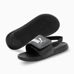 Popcat 20 Backstrap Kids' Slides, PUMA Black-PUMA White, extralarge-IND