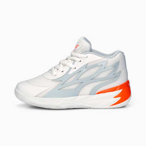 Zapatos de básquetbol MB.02 para jóvenes, Platinum Gray-Ultra Orange