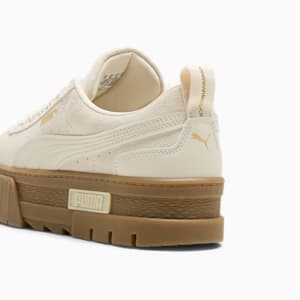 Tenis de gamuza cepillada para mujer Mayze, Alpine Snow-PUMA Gold-Gum, extralarge