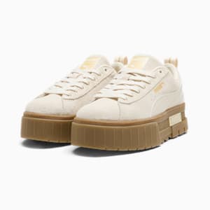 Tenis de gamuza cepillada para mujer Mayze, Alpine Snow-PUMA Gold-Gum, extralarge