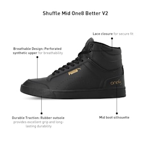 Shuffle Mid one8 Better V2 Men's Sneakers, PUMA Black-Puma Team Gold, extralarge-IND