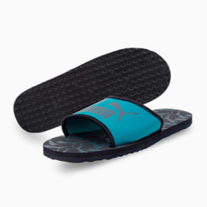 Carty Unisex Slides, Parisian Night-Green Lagoon-PUMA Black