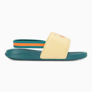 Popcat 20 Backstrap V1 Kid's Slides, Green Lagoon-Light Straw-Ultra Orange, extralarge-IND
