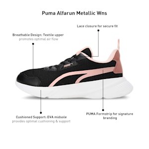Alfarun Metallic Women's Sneakers, PUMA Black-Rose Dust, extralarge-IND