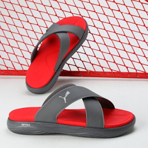 PUMA SOFTRIDE Seave Unisex Sandals, Cool Dark Gray-PUMA Silver-For All Time Red, extralarge-IND