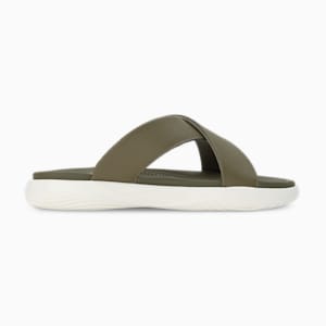 PUMA SOFTRIDE Seave Unisex Flip-Flops, PUMA Olive-Warm White-PUMA Gold, extralarge-IND