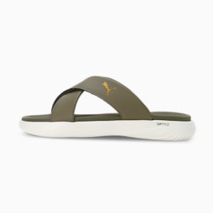 PUMA SOFTRIDE Seave Unisex Flip-Flops, PUMA Olive-Warm White-PUMA Gold, extralarge-IND