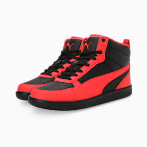 Pluto Youth Sneakers, PUMA Black-Active Red-Pelé Yellow, extralarge-IND