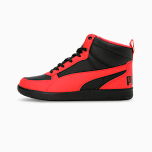 Pluto Youth Sneakers, PUMA Black-Active Red-Pelé Yellow, extralarge-IND