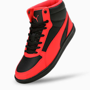 Pluto Youth Sneakers, PUMA Black-Active Red-Pelé Yellow, extralarge-IND