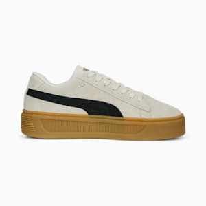 Tenis para mujer Smash Platform V3 Suede, Pristine-PUMA Black-PUMA Gold, extralarge