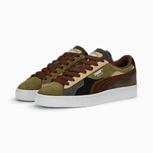 Zapatos Camowave de gamuza para jóvenes, PUMA Olive-Chestnut Brown-Shadow Gray