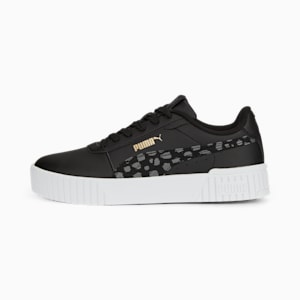 Tenis Carina 2.0 Animal para adolescentes, PUMA Black-Cool Dark Gray-PUMA Gold-PUMA White, extralarge