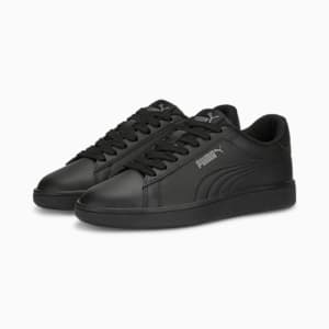 Sneakers Smash 3.0 en cuir Enfant et adolescent, PUMA Black-Shadow Gray, extralarge