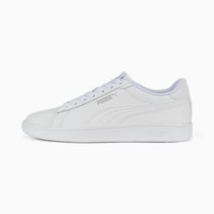 Smash 3.0 Leather Sneakers Youth, PUMA White-Cool Light Gray, extralarge-GBR
