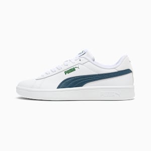 Smash 3.0 Leather Big Kids' Sneakers, PUMA White-Dark Night-Vine, extralarge