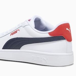 Smash 3.0 Leather Big Kids' Sneakers, PUMA White-PUMA Navy-For All Time Red, extralarge