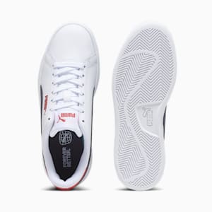 Smash 3.0 Leather Big Kids' Sneakers, PUMA White-PUMA Navy-For All Time Red, extralarge