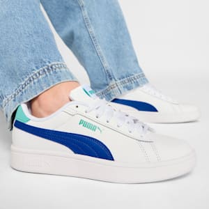 Tenis juveniles Smash 3.0, PUMA White-Vivid Blue-Aquatic, extralarge
