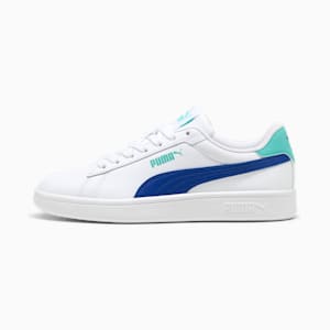 Tenis juveniles Smash 3.0, PUMA White-Vivid Blue-Aquatic, extralarge