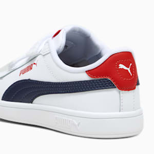 Smash 3.0 Leather V Little Kids' Sneakers, PUMA White-PUMA Navy-For All Time Red, extralarge