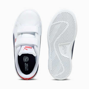 Smash 3.0 Leather V Little Kids' Sneakers, PUMA White-PUMA Navy-For All Time Red, extralarge