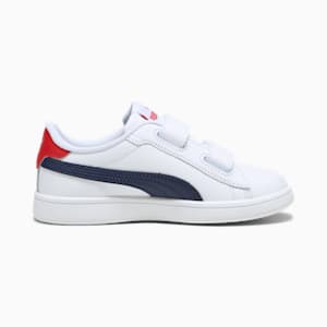 Tenis Smash 3.0 Leather V para niños, PUMA White-PUMA Navy-For All Time Red, extralarge