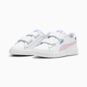 Smash 3.0 Leather V Little Kids' Sneakers, PUMA White-Grape Mist-Blue Skies, extralarge