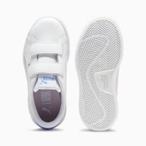 Smash 3.0 Leather V Little Kids' Sneakers, PUMA White-Grape Mist-Blue Skies, extralarge