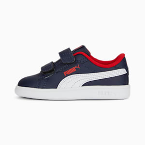 Smash 3.0 Leather V Toddlers' Sneakers, PUMA Navy-PUMA White-For All Time Red, extralarge