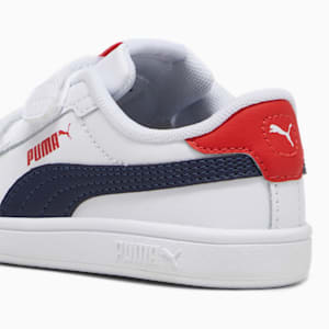 Smash 3.0 Leather V Toddlers' Sneakers, PUMA White-PUMA Navy-For All Time Red, extralarge