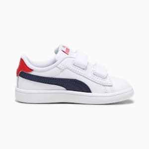 Tenis Smash 3.0 Leather V para infantes, PUMA White-PUMA Navy-For All Time Red, extralarge