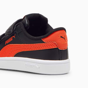 Smash 3.0 Leather V Toddlers' Sneakers, PUMA Black-Redmazing, extralarge