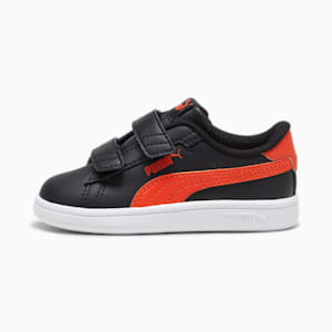Smash 3.0 Leather V Toddlers' Sneakers, PUMA Black-Redmazing, extralarge