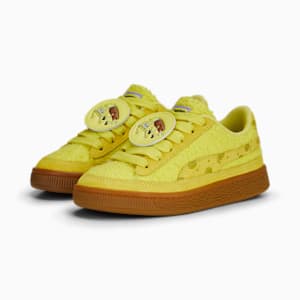 キッズ PUMA x スポンジ・ボブ スウェード スニーカー 17-21cm, Lucent Yellow-Citronelle, extralarge-JPN