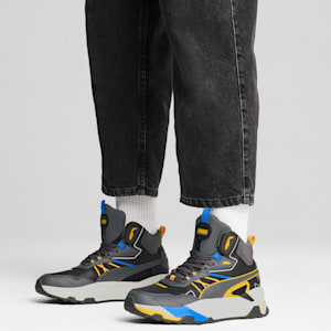 Trinity Mid Hybrid Men's Sneakers, PUMA Black-Shadow Gray-Tangerine-Hyperlink Blue, extralarge