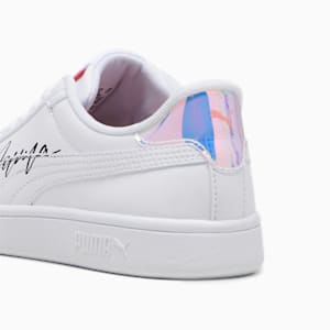 キッズ ガールズ スニーカー プーマ スマッシュ 3.0 L クリスタル ウィングス スニーカー 22-25cm, PUMA White-PUMA Black-Peach Smoothie, extralarge-JPN