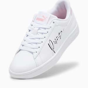 キッズ ガールズ スニーカー プーマ スマッシュ 3.0 L クリスタル ウィングス スニーカー 22-25cm, PUMA White-PUMA Black-Peach Smoothie, extralarge-JPN