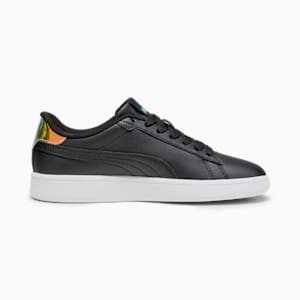 キッズ ガールズ スニーカー プーマ スマッシュ 3.0 L クリスタル ウィングス スニーカー 22-25cm, PUMA Black-PUMA White-Team Aqua, extralarge-JPN