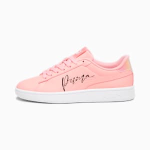 キッズ ガールズ スニーカー プーマ スマッシュ 3.0 L クリスタル ウィングス スニーカー 22-25cm, Peach Smoothie-PUMA Black-PUMA White, extralarge-JPN