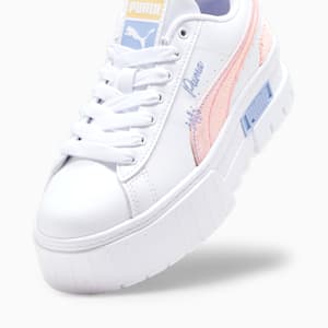 Mayze Sweater Weather Youth Sneakers, PUMA White-Blissful Blue-Peach Smoothie, extralarge-IND