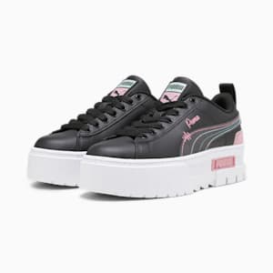 Mayze Sweater Weather Youth Sneakers, PUMA Black-Future Pink-Green Fog, extralarge-IND