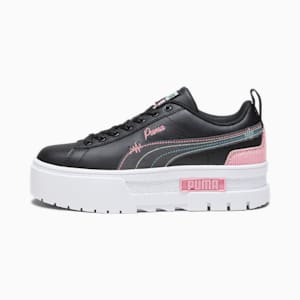 Mayze Sweater Weather Youth Sneakers, PUMA Black-Future Pink-Green Fog, extralarge-IND